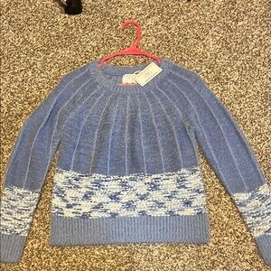 Absolutely Blue and White Crew Neck Sweater with Nordic Design